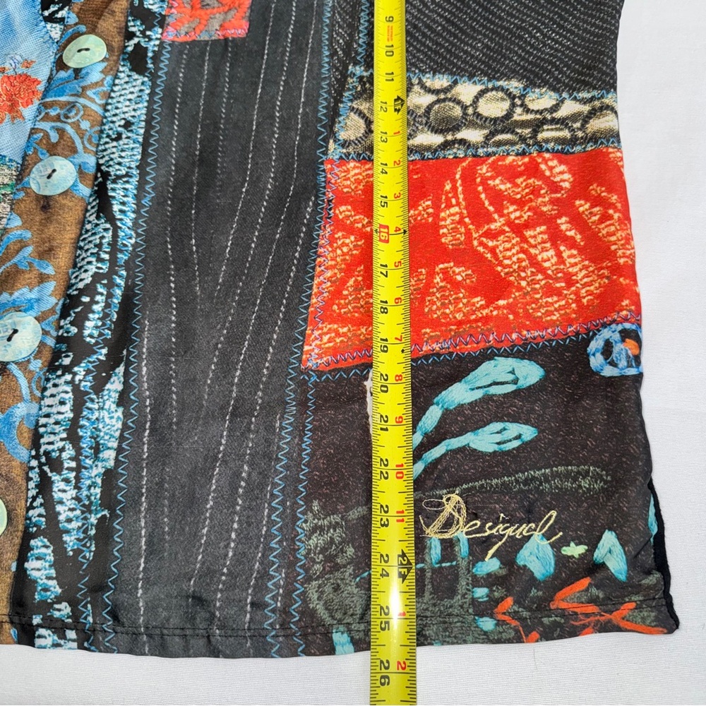 Desigual Multicolor Patchwork Blouse Size U. Art … - image 9